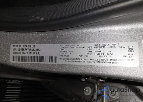 2023 Ram 1500 Limited 4X4 5'7 Box from USA, damaged, VIN 1C6SRFHT1PN639153